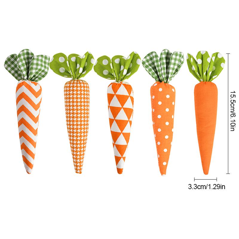 5Pcs Easter Fabric Carrot Ornaments 2026 Spring Easter Home Tray Decoration Kids Birthday Favors Gift Holiday Party Supplies
