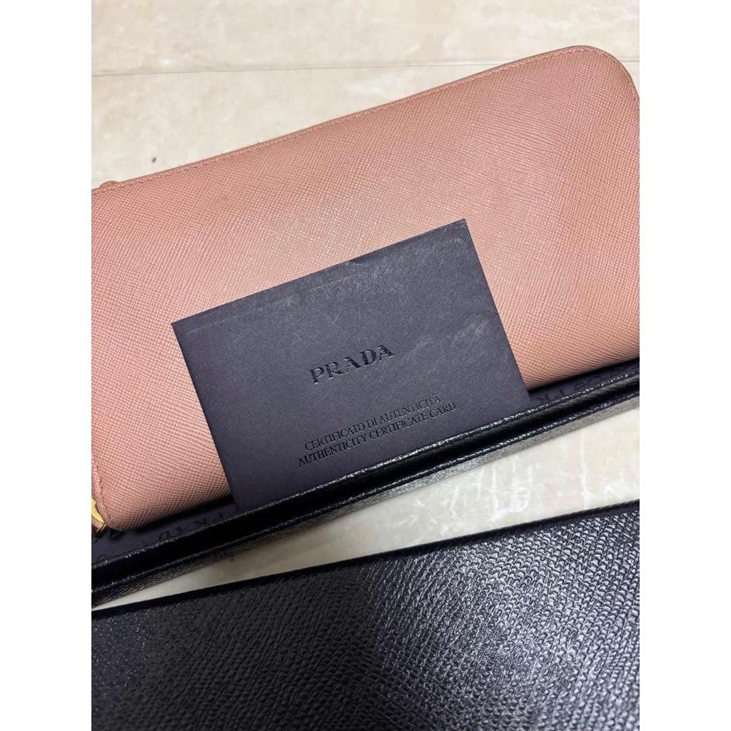 Used PRADA Long Wallet with Ribbon Pink with Box