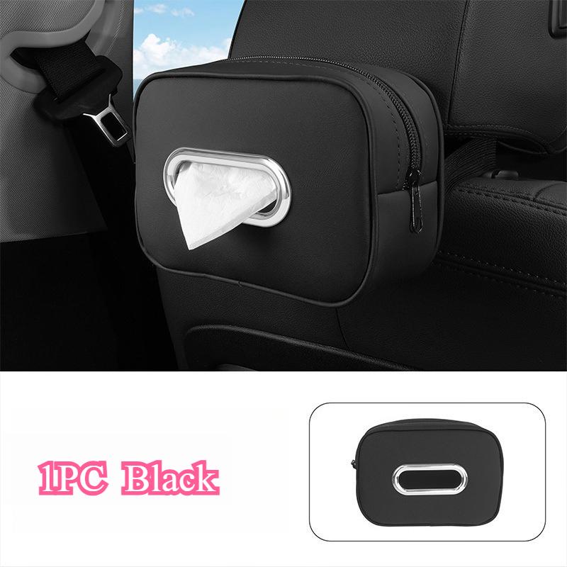 New Car Tissue Box Holder Microfiber Leather Car Center Console Armrest Napkin Box Sun Visor Backseat Tissue Case with Fix Strap