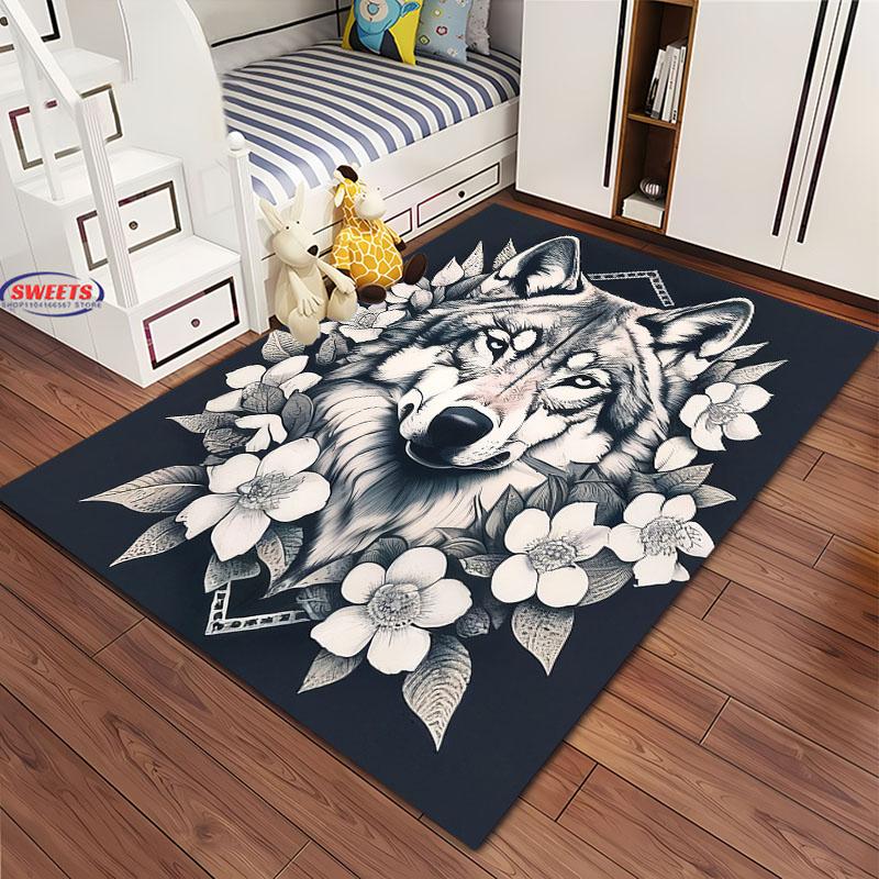Zvířecí téma Roztomilý pes Velkoplošný koberec pro domácí obývací pokoj Dětská ložnice Pohovka Vstupní rohožka Kuchyňská podlahová rohož Protiskluzová Dekorační rohož