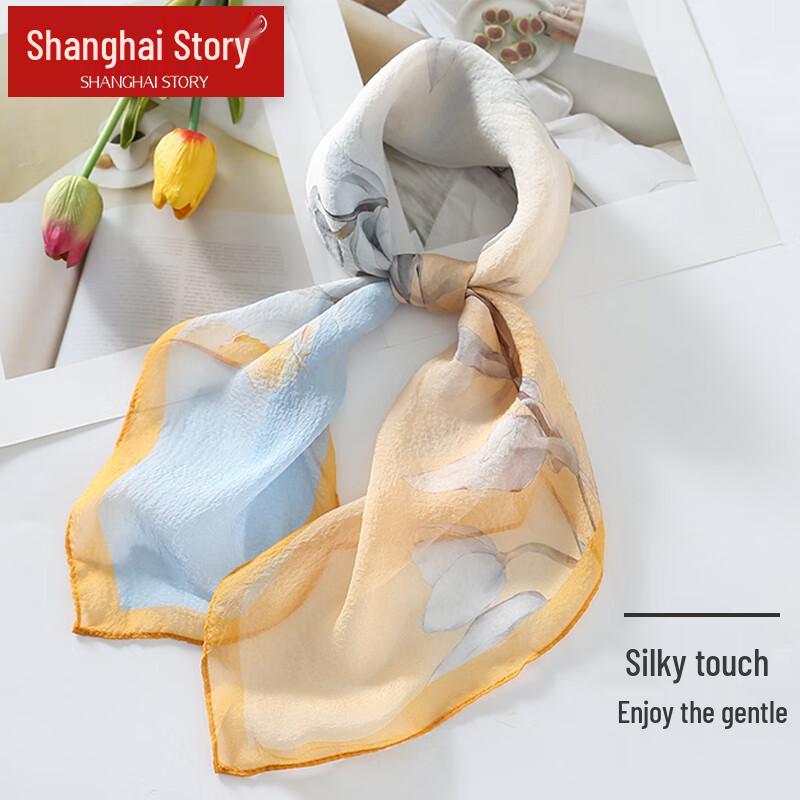 Shanghai Story 100% Mulberry Silk Small Square Scarf