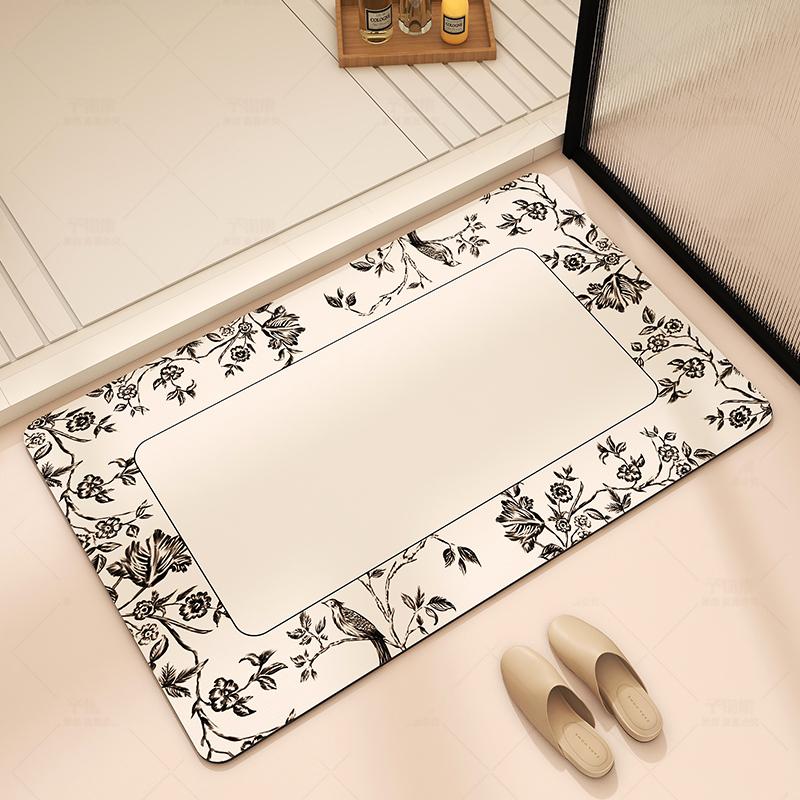 Bathroom Absorbent Floor Mat, Diatom Mud Quick-drying Mat, Toilet Door Carpet, Toilet Anti-skid and Anti-drop Foot Mat