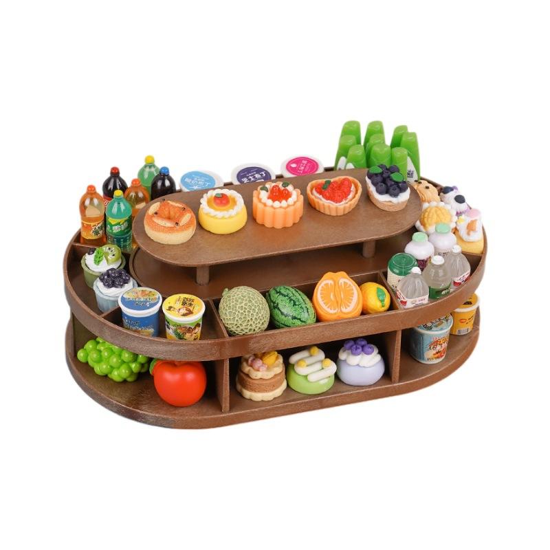 Miniature Mini Supermarket Small Food Play Beverage Fruit Product Display Rack Children'S Simulation Play House Toy Dessert Rack