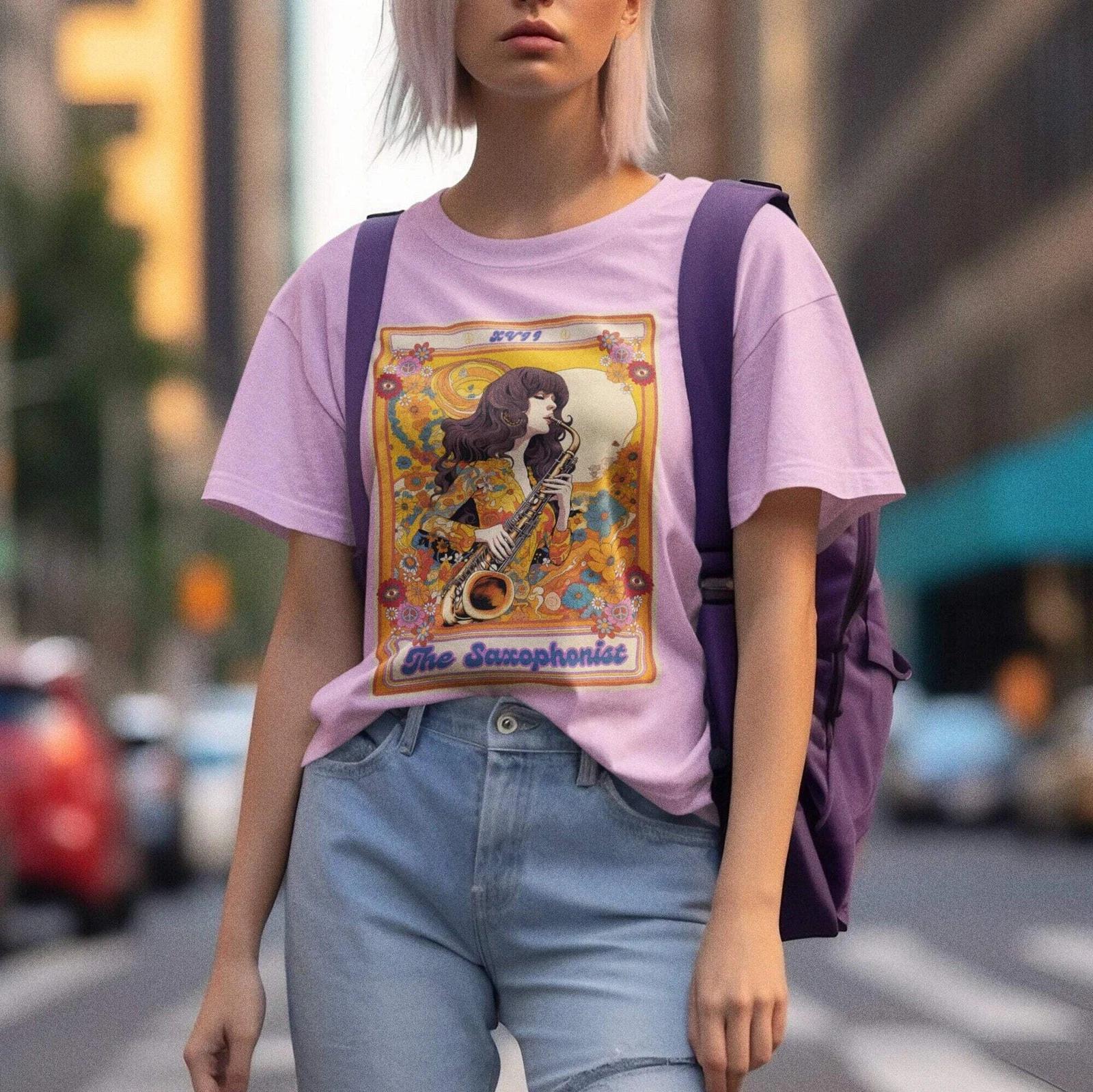 The Saxophonist Tarot Card Shirt, Saxophone Player L