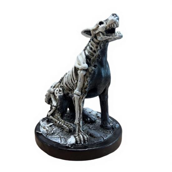 Halloween Black Dog Skull Resin Figurine Spooky Ornament for Home