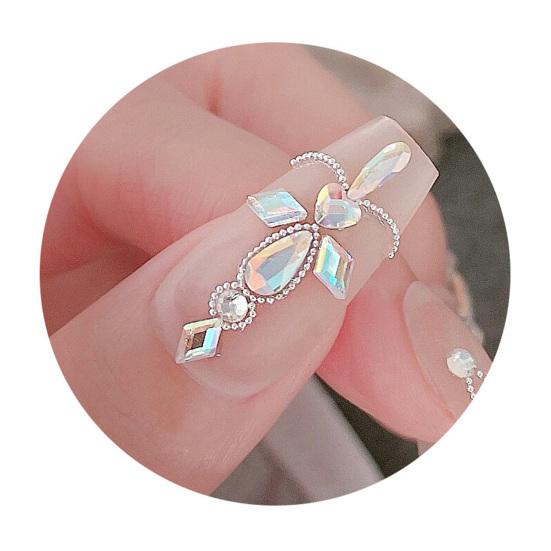 Yousheng 100Pcs/Bag Nail Rhinestone Flat Back Diverse Styles Easy Paste Shining Nail Decoration Faux Crystal Irregular Shape Nail Art Charm Craft