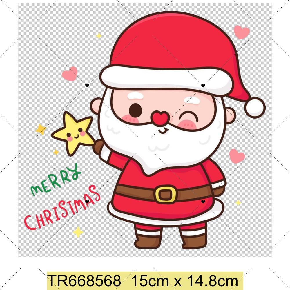 Santa Claus Christmas Tree and Reindeer Heat Transfer Sticker DIY Clothing Sewing Supplies Christmas Short Sleeves Patches