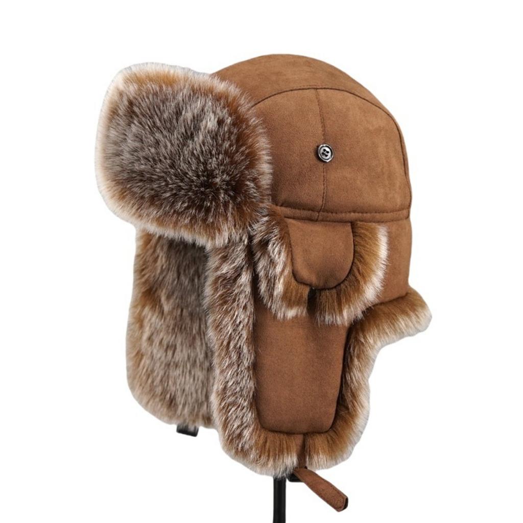 Winter Bomber Hats for Men, Ear Flap Pu Leather Faux Fur Trapper Hat, Ideal Choice for Gifts