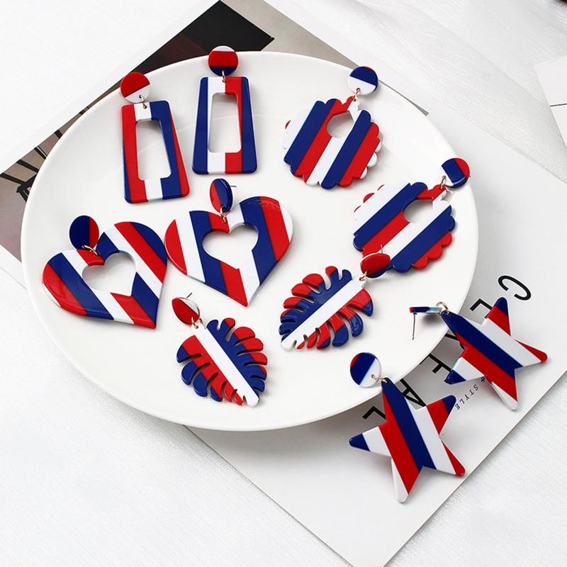 1 Pair Independence Day Earrings American Fourth of July  Clay Stud Patriotic Fashion Earrings Jewelry for Girls