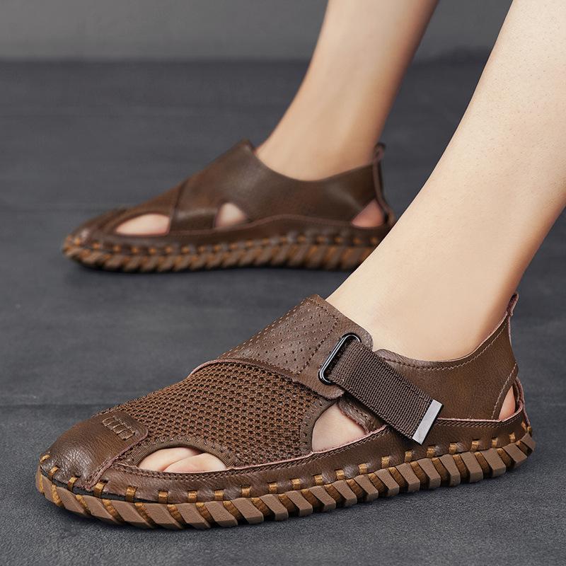 

Летние сандалии новые повседневные большого размера пляжная обувь дышащая универсальная сетчатая обувь мужские ноги ленивая обувь сумка голова 46