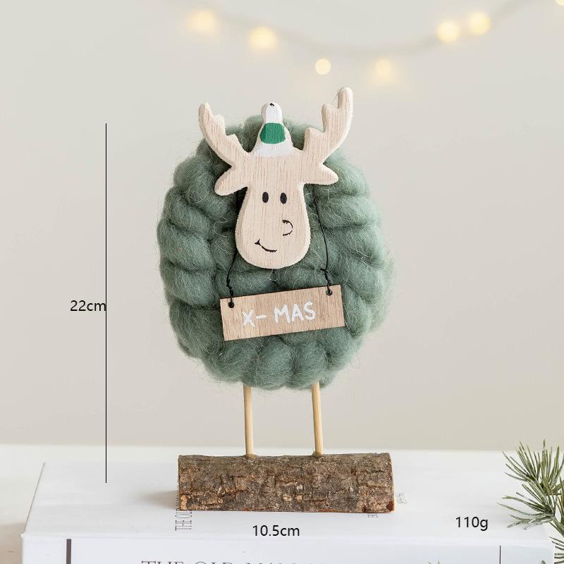 Wool Felt Nordic Ornaments Wood Christmas Tree Elk Old Man Snowman Sheep Felt Ornaments Xmas Decorations For Home Doll Decor