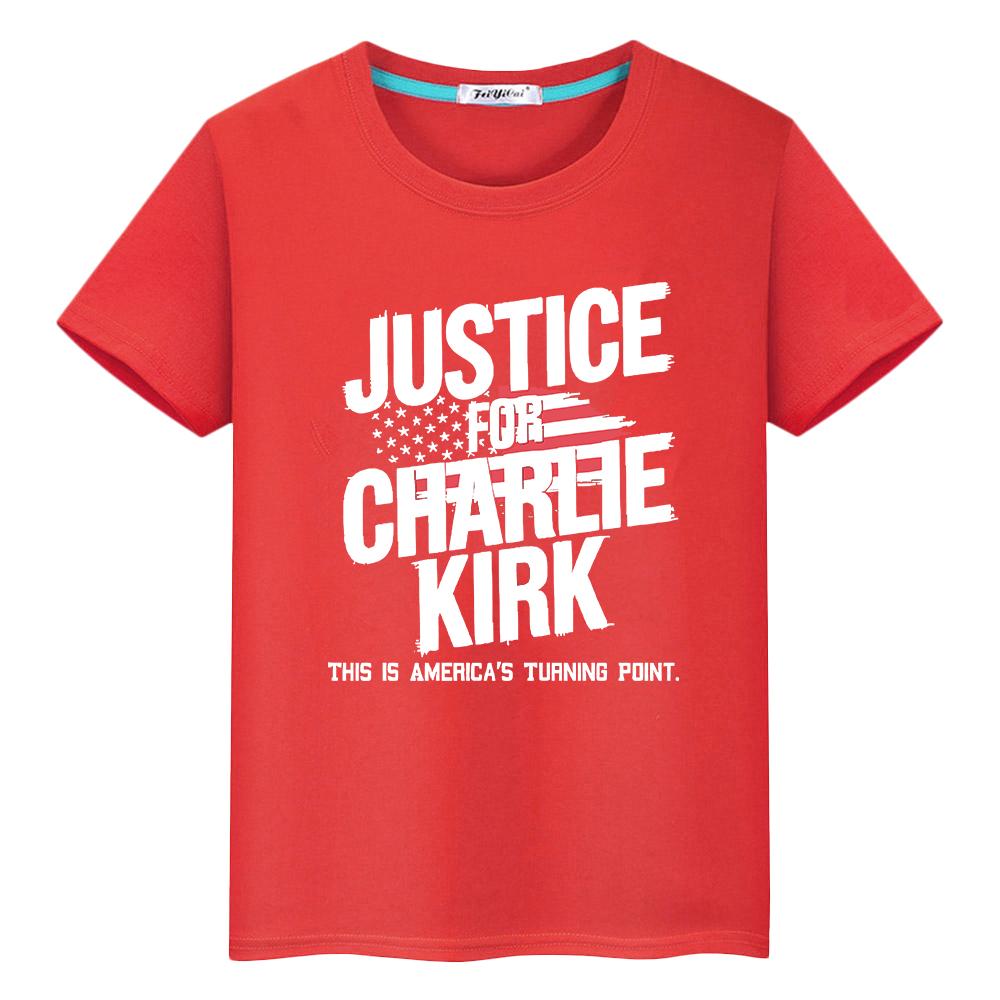 Charlie Kirk FREEDOM print 100%Cotton Tops Anime Short t shirt for kids boy 10year Halloween cartoon Tees y2k kids clothes girls