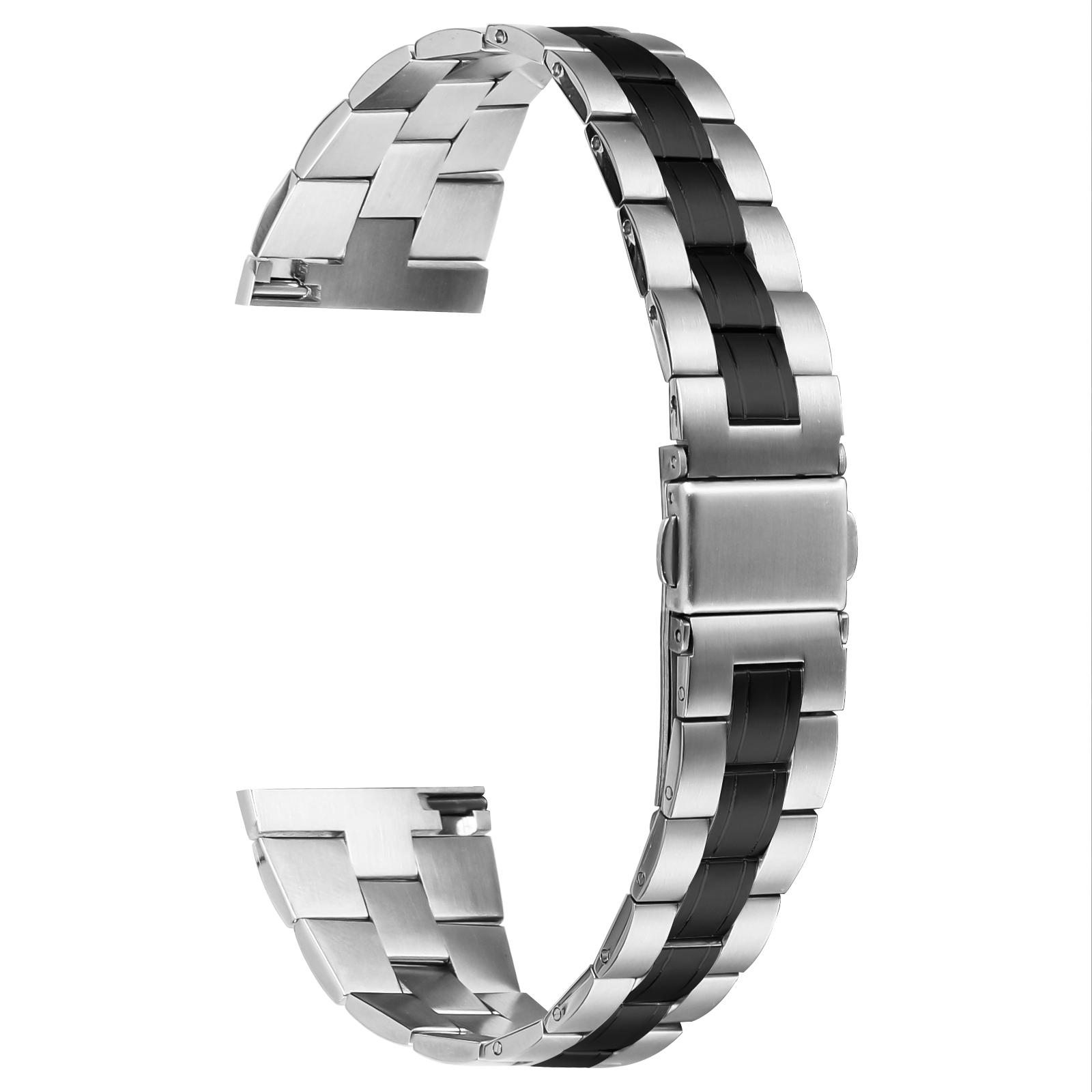 

For Huawei Watch GT 42mm 46mm Watch Strap Ultra Thin Stainless Steel Replacement Band Silver+Black