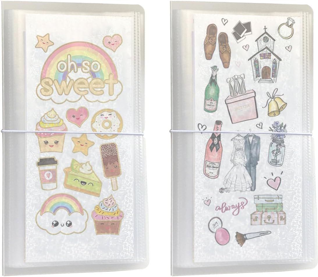

BetterJonny Sticker Storage Album 2-Pack Clear File Folder Holds 104 Sheets Scrapbook and Planner Sticker Organizer
