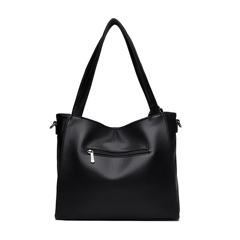 Women's Black Leather Hobo Tote Bag Fashion Shoulder Crossbody Bag Large Capacity Daily Handbag