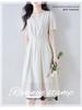Elegant French-Style Summer Dress: Cinched Waist, Age-Defying Design