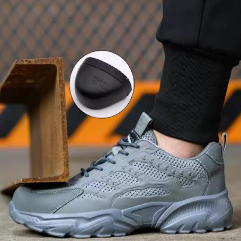 Summer Mesh Safety Shoes Men Steel Toe Sneakers Breathable Work Shoes White Lightweight Indestructible Shoes Protective Sneakers