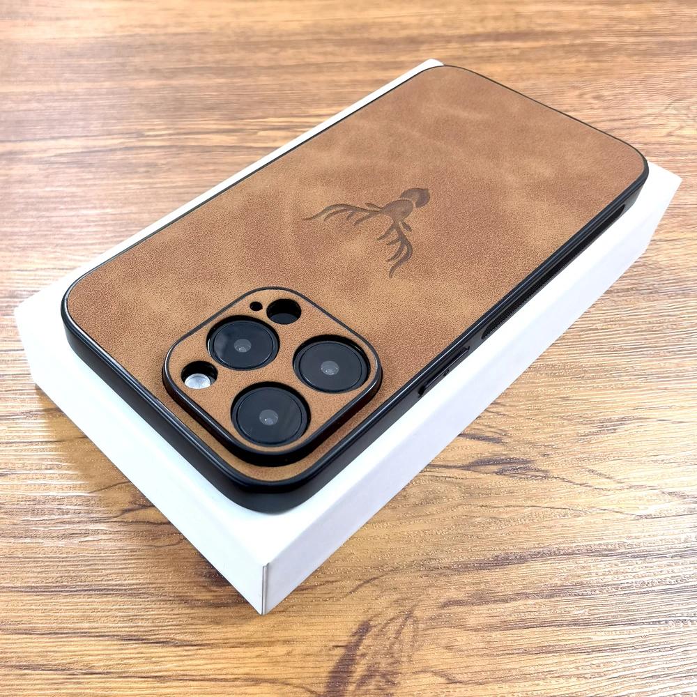 Husă de Lux din Piele PU Retra Pentru iPhone 17 Air 16 15 14 13 12 11 Pro Max iPhone11 iPhone12 11Pro 12Pro Picturală Căprioară Acoperire Completă