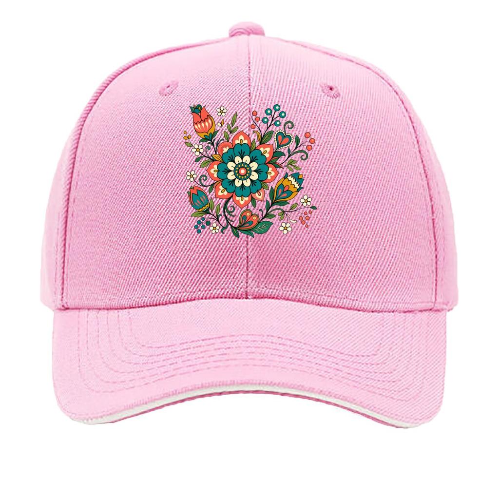 Woodland Floral Folk Heart Bloom Sandwich Baseball Cap Sun Cap Outdoor Workouts Hat