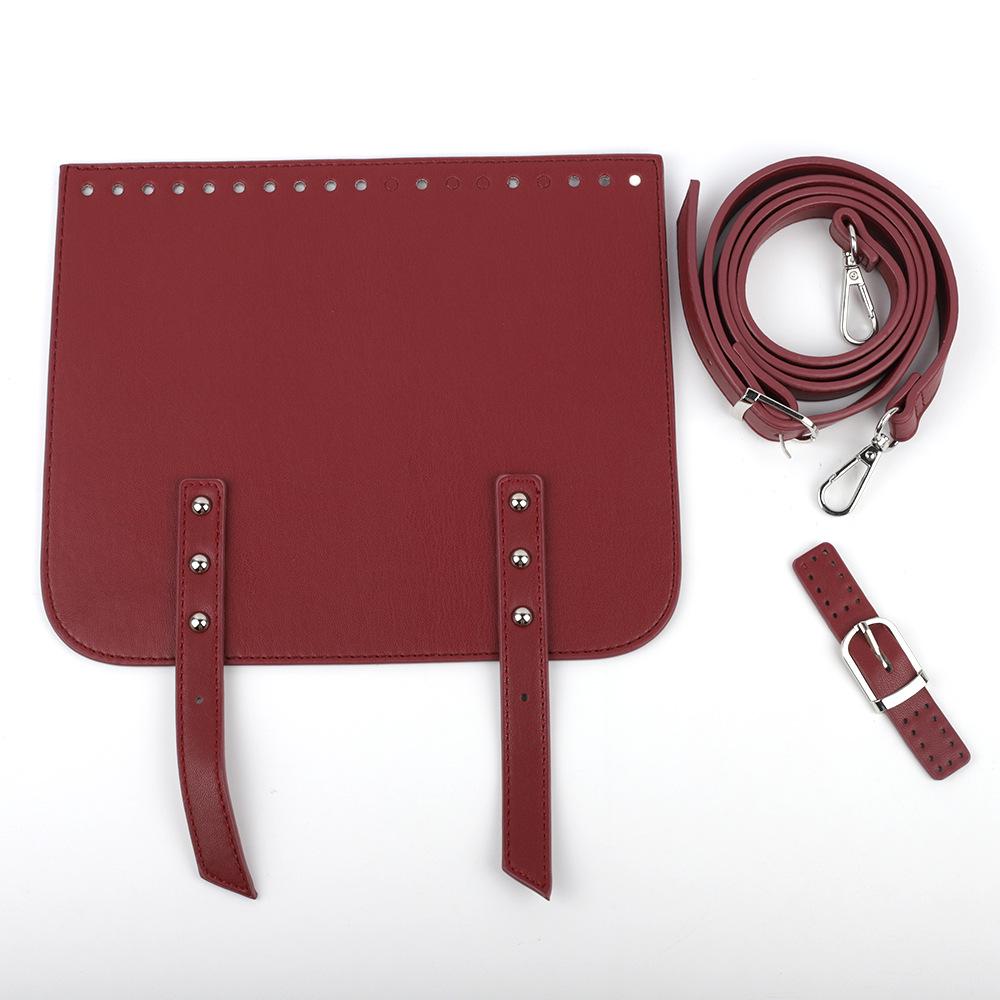 

Handmade DIY Crochet Bag Kit: Includes Woven Bag Set, Crossbody Strap, Cover, Buckle, Accessories. вина червоного кольору