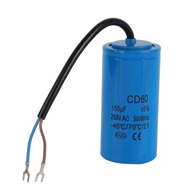 CD60 Run Capacitor with Wire   250V AC 150uF 50 60Hz for Motor Air Compressor