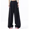 Pantalones holgados informales de cintura elástica de verano para mujer, pantalones de pierna ancha grises.