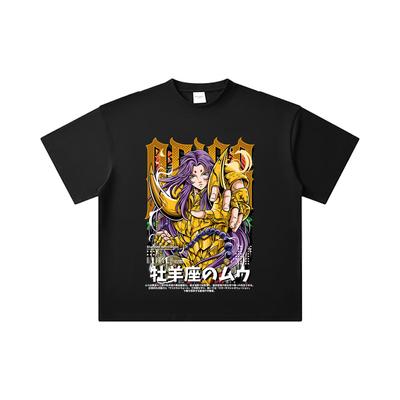 260 GSM Double Yarn 32 Count 100% Cotton Saint Seiya V26 Aries Print Unisex Heavy Cotton T Shirt