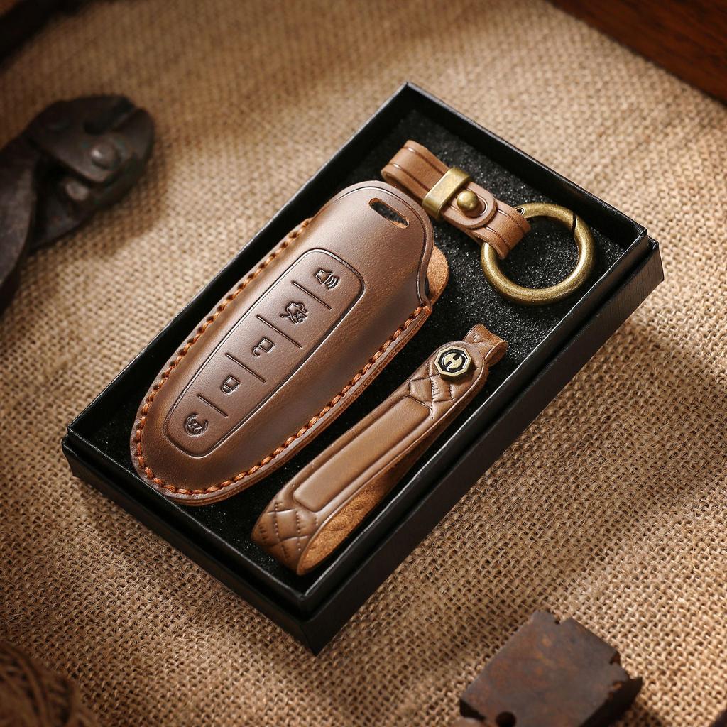 Retro Skórzany Pokrowiec na Kluczyk Samochodowy dla Lincoln Aviator/Navigator