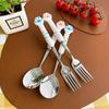 Stainless Steel Cute Cartoon Cat Paw Design Spoon and Fork Set Portable Storage Box Tableware Cutlery Kitchen Items Utensil Sets