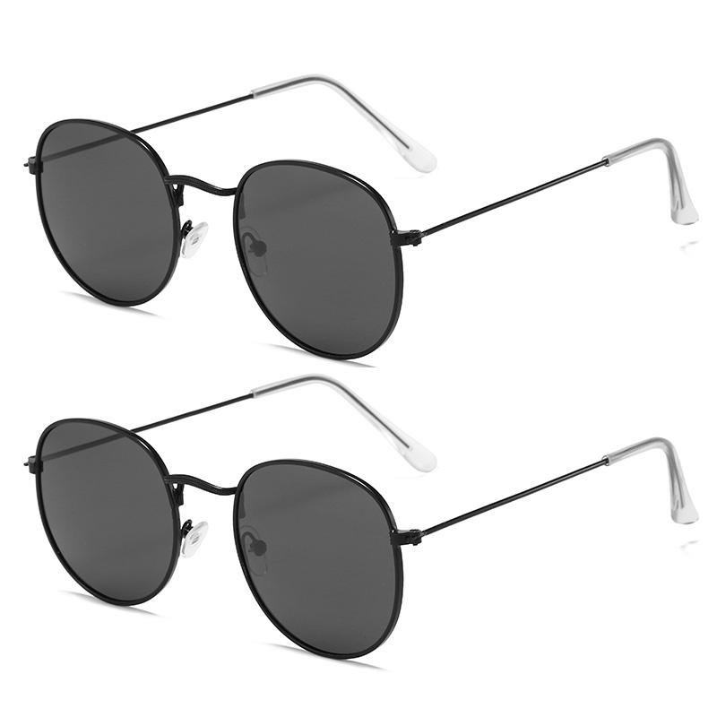 2PCS Polarized Minimalist Round Metal Sunglasses Women Men Fashion Simple Luxury Sun Glasses Go Out Driving Male Female Glasses