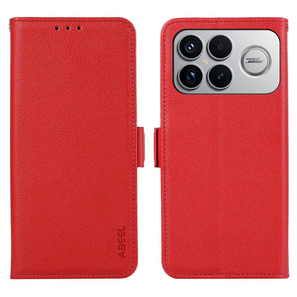 ABEEL For Xiaomi Redmi K90 Pro Max 5G/Poco F8 Ultra Case Litchi Texture Leather RFID Blocking Phone Cover