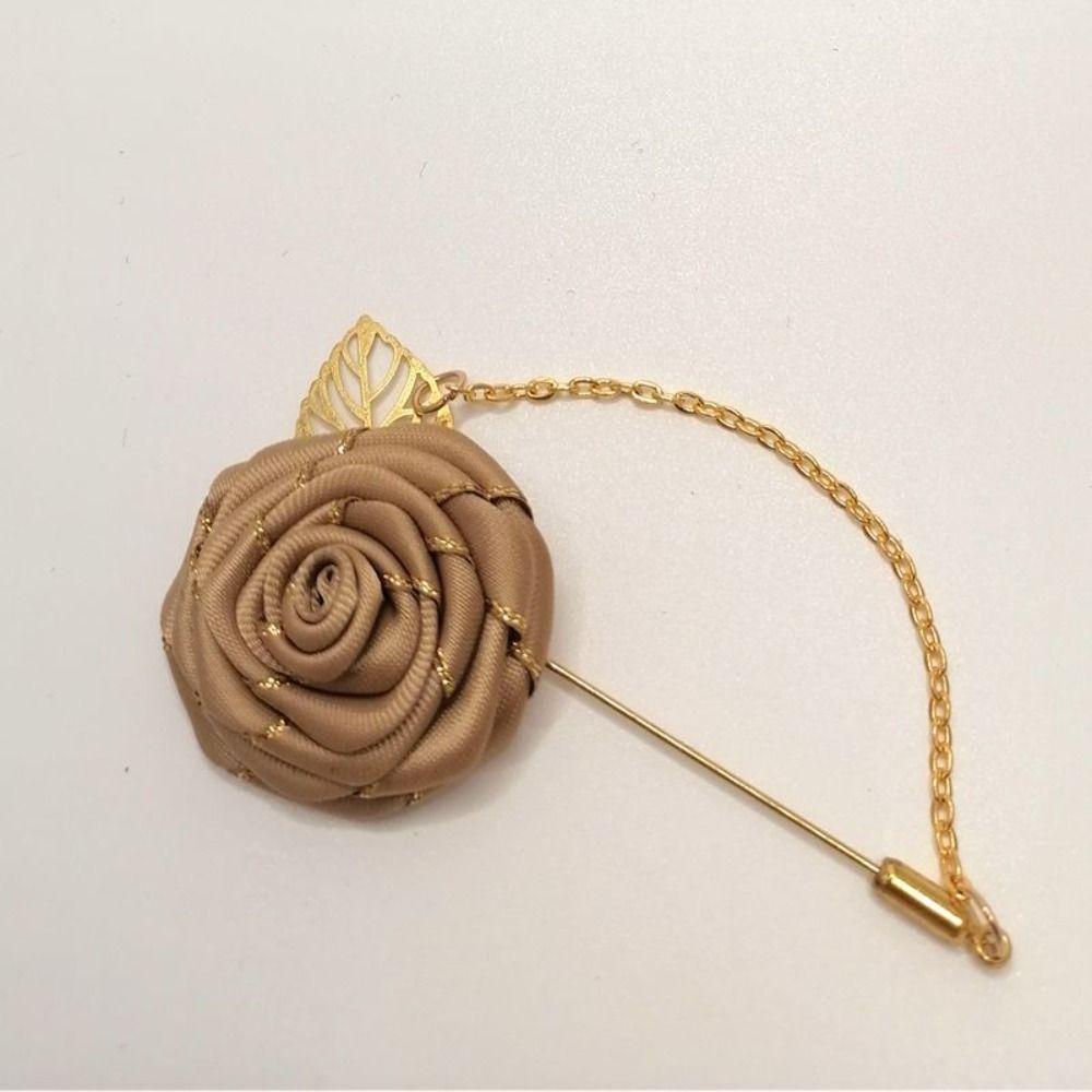 Pin Colorful Brooch Cloth Floral Badge Men Corsage Rose Collar Needle Leaf Lapel Decoration
