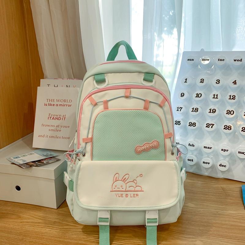 Japanese Macaron Backpack New Schoolbag Contrast Color Large Capacity Backpack for Junior High School Students
