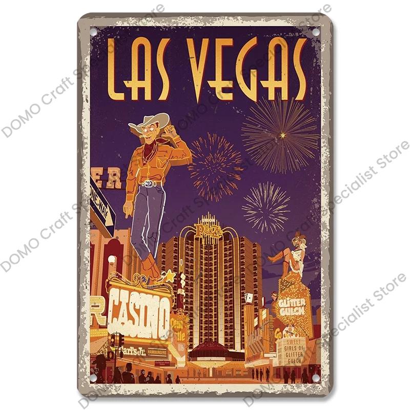 Vítejte v Las Vegas Plaque Plechové cedule Vintage Nevada Casino Kovový plakát Nástěnná dekorace pro Bar Club Man Cave