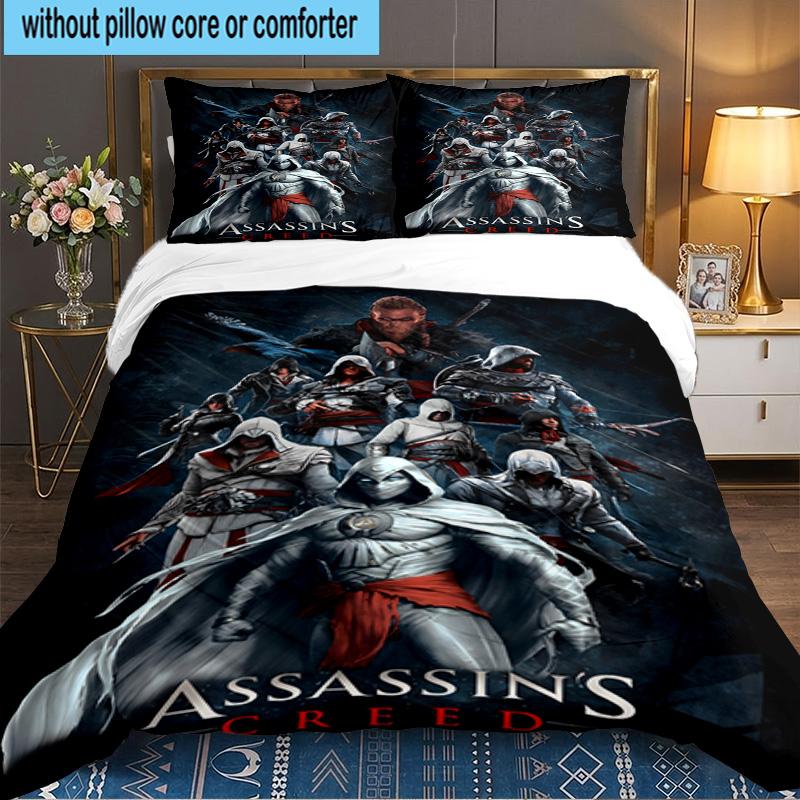 3PCS Assassin Bedding Set,Including 1pc Duvet Cover And 2pcs Pillowcases Perfect for Bedroom, Dormitory, Large size Fan Christmas gift