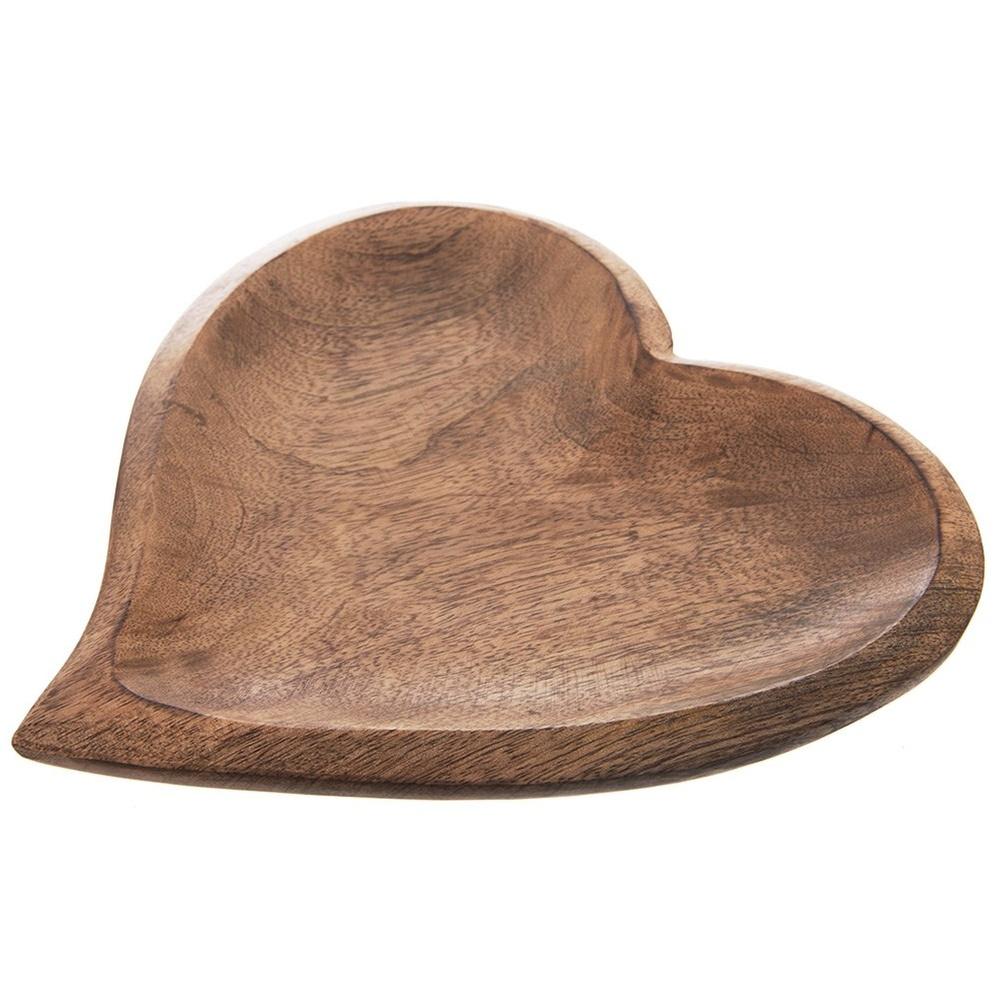 Holzteller für Snacks Vorspeisen zum Servieren Herz 25x25 cm Mango