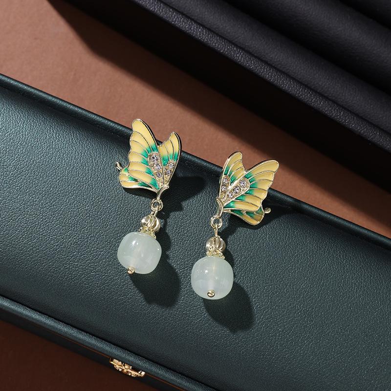 Boucles d'oreilles gland perle en forme d'éventail:  Pendentif Boucle de Paix Style Chinois Rétro pour Costumes Hanfu