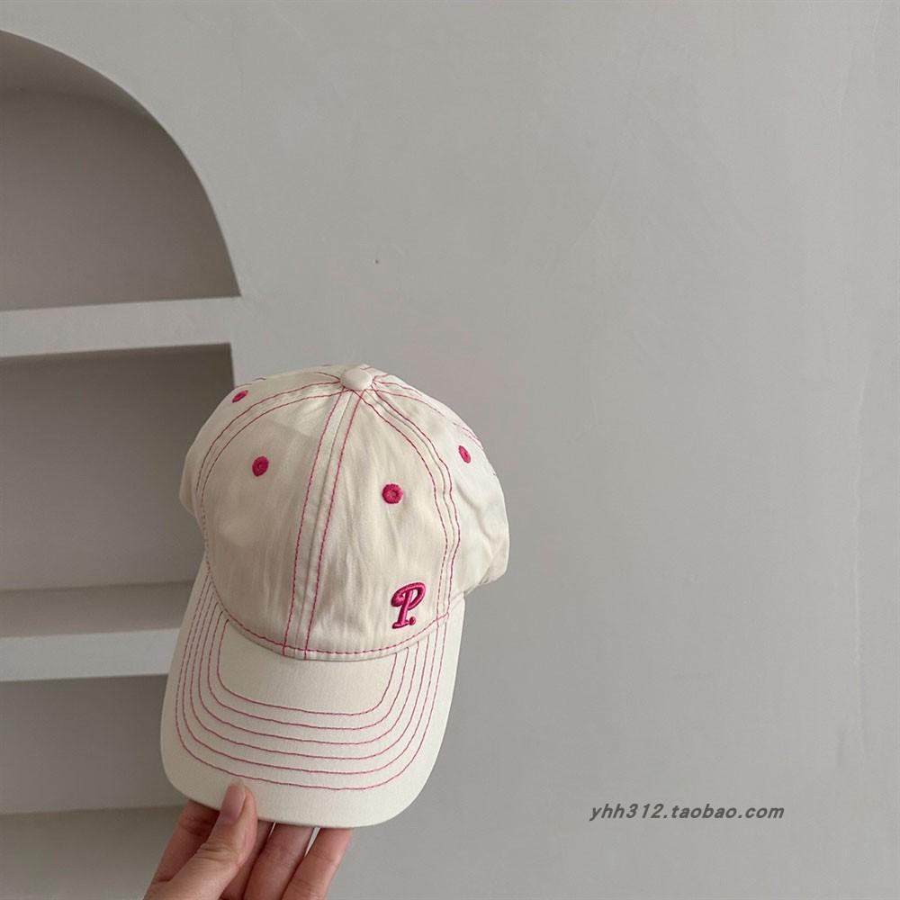 Children Soft Top Embroidered Letters Baby Baseball Cap Contrasting Color Adjustment Rope Boys Girls Sunshade Sun Baseball Cap