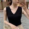 WTEMPO Women's Spring Autumn Knitwear Vets V-neck Sleeveless Inner Bottom Shirts Stylish Casual Versatile Ice Silk Tops