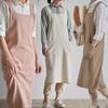 With Pockets Cross Back Apron Cotton Linen Pinafore Dress Durable Work Apron  Baking Cooking BBQ