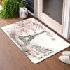 1pc French-Style Eiffel Tower Cherry Blossom Floor Mat, Non-Slip Rubber Base Flannel Door Mat, Durable And Washable Entrance Rug