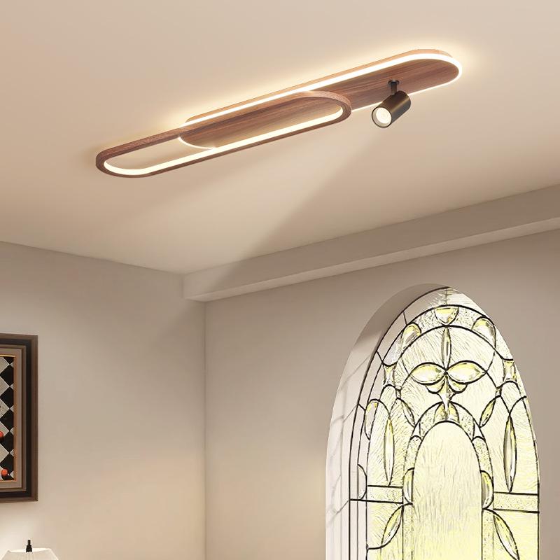 Minimalist Chinese Style Wood Grain Ceiling Spotlight for Hallway, Living Room, Entrance, or Cloakroom