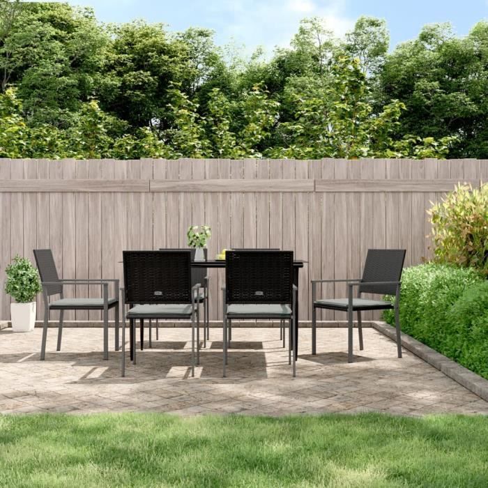 VidaXL Garden Dining Set 7 Pcs Cushions Wicker Steel 3187006