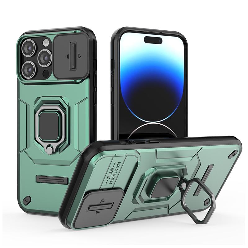 

Fundas For iPhone 14 Pro Max Case Противоударный бронированный чехол Slide Lens Protective Back Coque для Apple iPhone 13 14 15 Plus Phone Cover For iPhone 14 ProMax зелёный