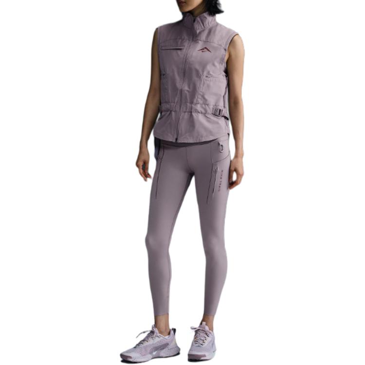 Nike Unifarbene Stehkragen-Weste mit Reißverschluss Damen Tops Helllila Mineral FV6399-226