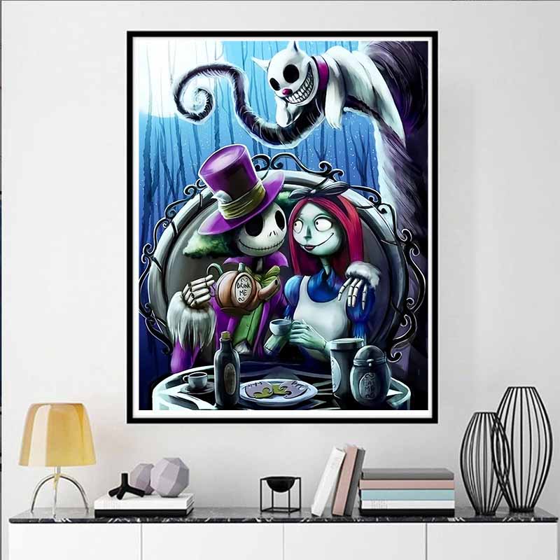 Disney Pittura con Diamanti The Nightmare Before Christmas Alice nel Paese delle Meraviglie Illustrazione Fai da Te Mosaico 5D Ricamo Hobby Regalo Decorazione per la Casa