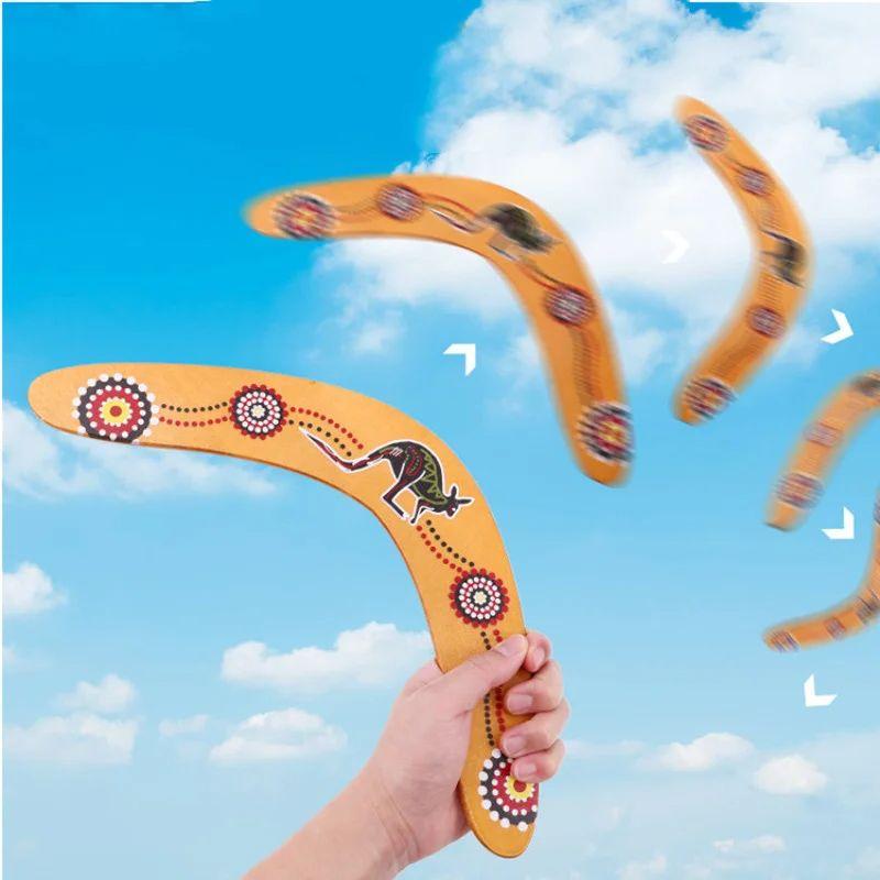 Wooden Sports Throwback V Shaped Boomerang Flying Disc Throw Outdoor Game Toys for Kids Adults Interactive Playing Prop
