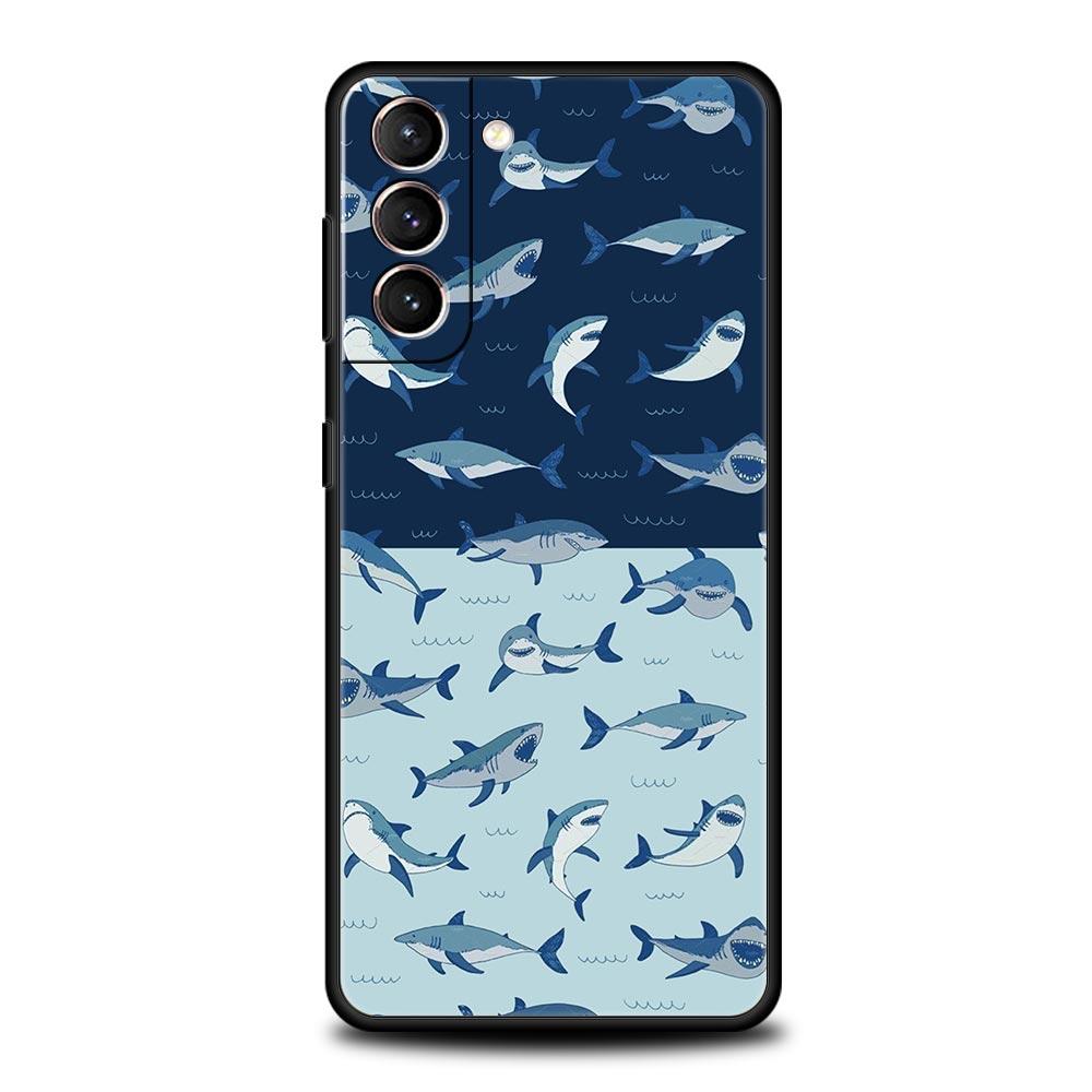 Phone Case For Samsung Galaxy S25 Edge S24 S23 S22 S21 Ultra S20 FE 5G S10 S10E S9 Plus Soft TPU Cover Shark