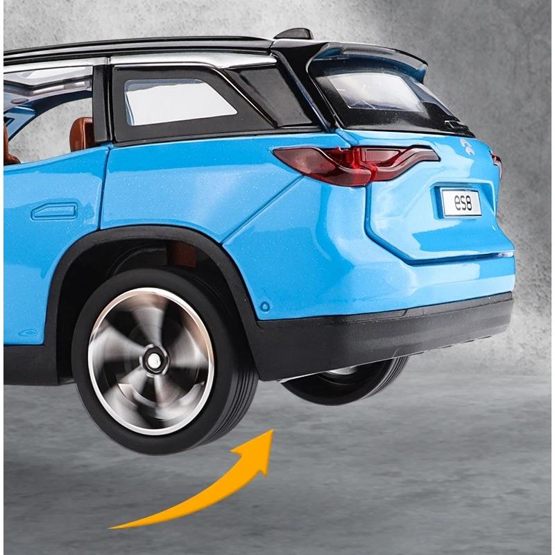 1/24 NIO ES8 SUV Alloy New Energy Car Model Diecast Metal Toy Vehicles Car Model High Simulation Sound and Light Childrens Gifts