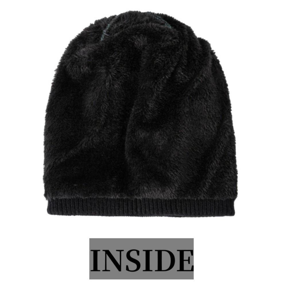Keep Warm Pullover Cap Fleece Lined Winter Hats Simple Knitted Hats  Winter